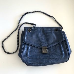 Navy snakeskin style crossbody bag purse